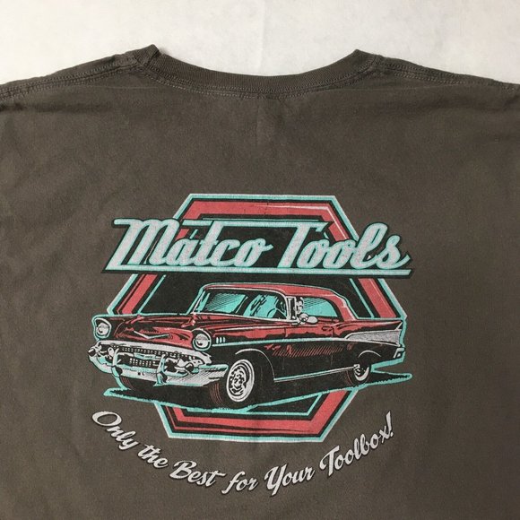 Matco Tools Shirt Mens LGGray Blue Long Sleeve Crew Casual Vintage Workwear Tee - Picture 7 of 9